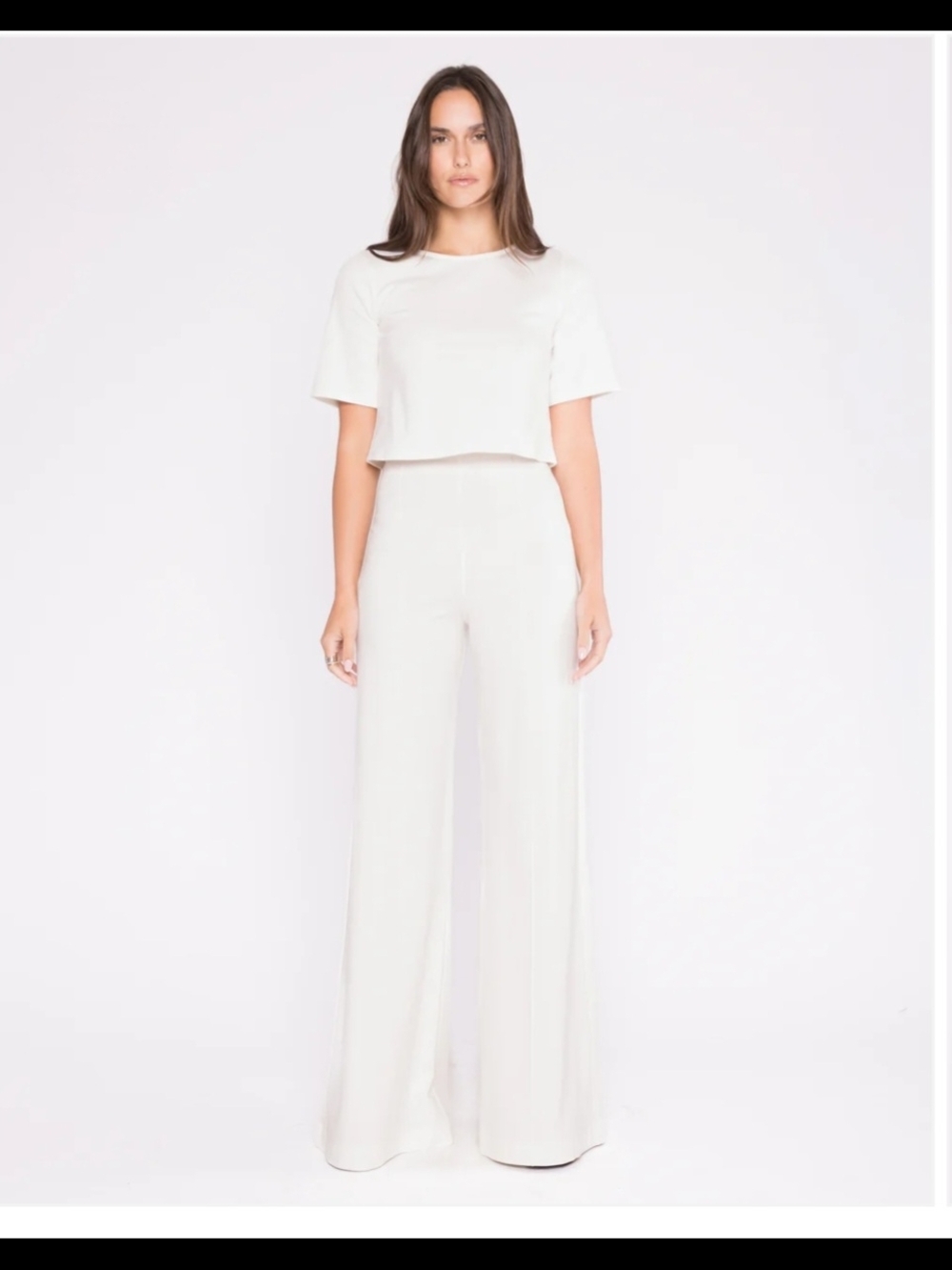Ripley Rader Off-White Ponte Knit Long Wide Leg Pant